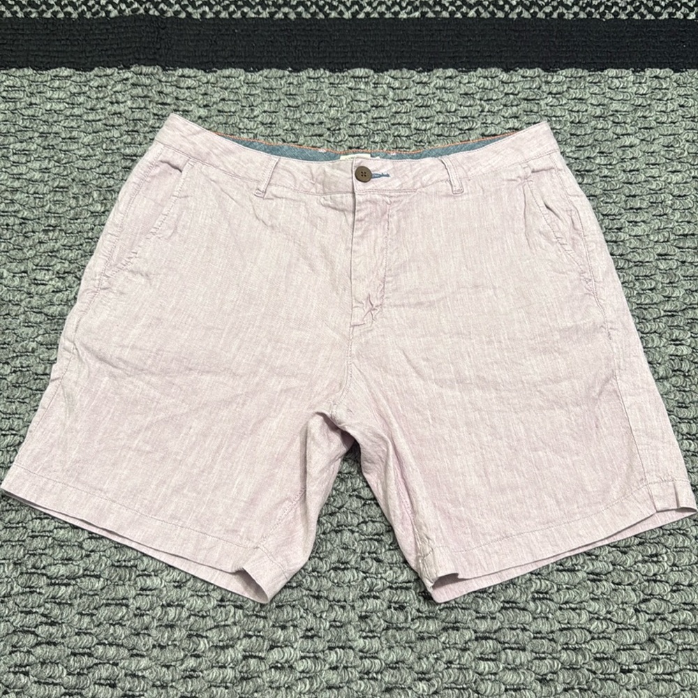 Faherty Shorts Men’s Sz 34 Linen Cotton Lavender Tropical Beach Resort Preppy